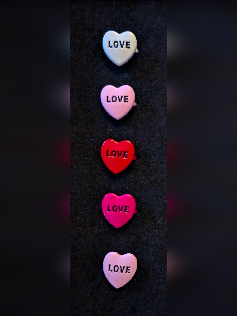 5pk Of Heart Love Rings